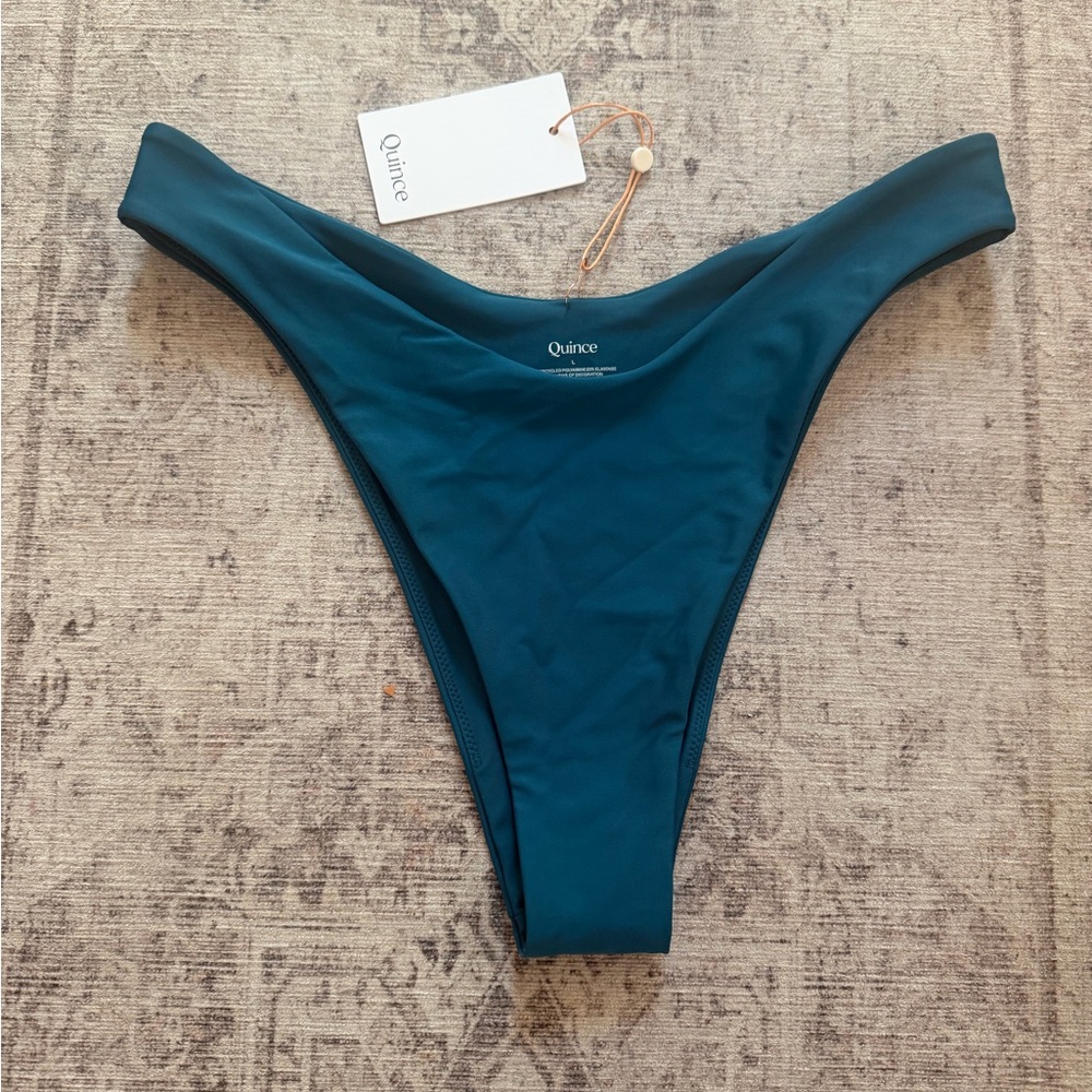 Quince Teal High-Cut Bikini Bottom Large